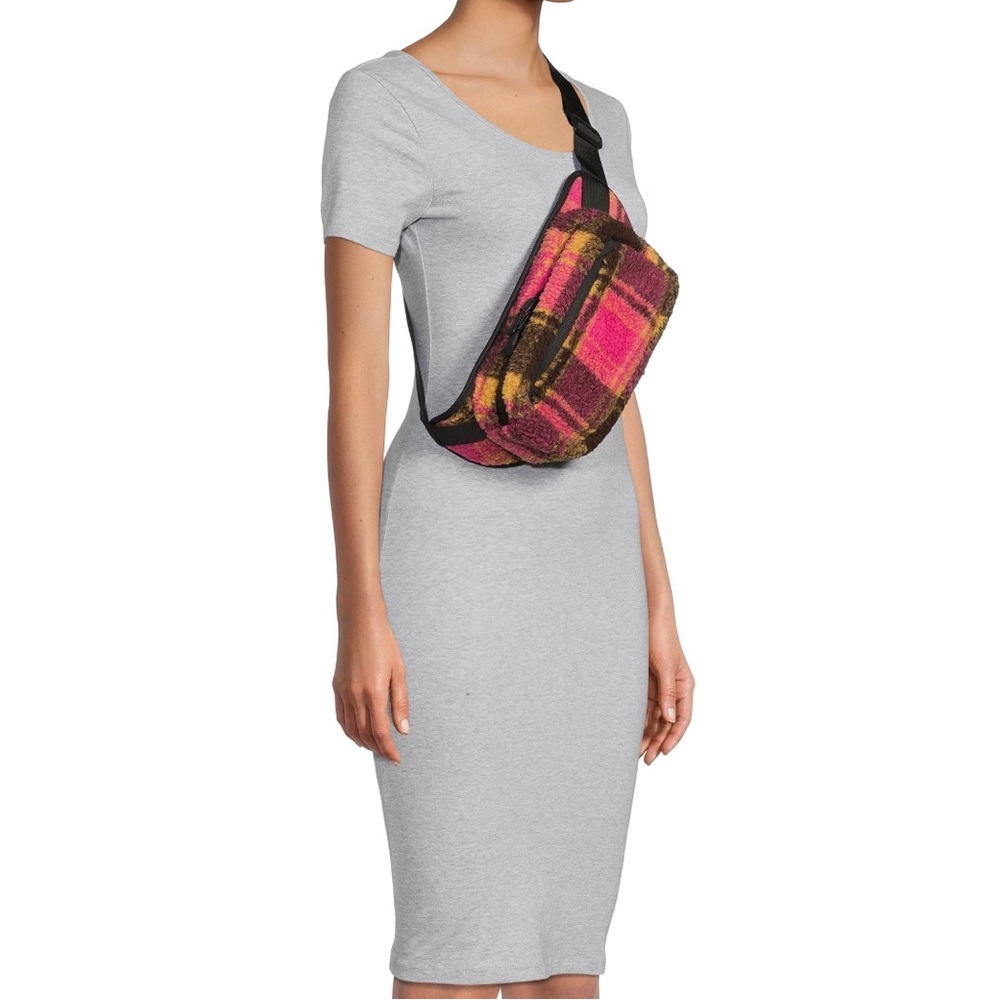 Women’s hands‎ free rectangular fanny pack pink plaid
